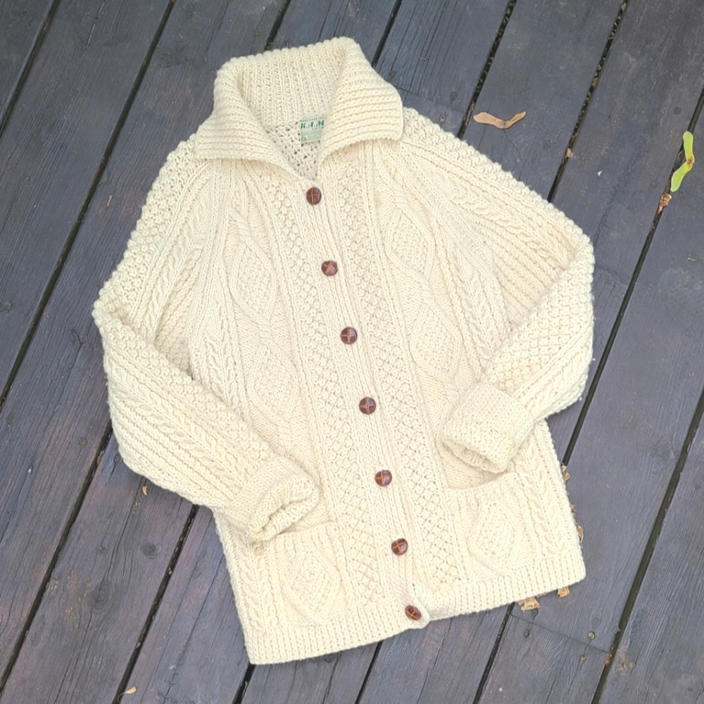 Vintage Aran Knit Cardigan - Picture 1 of 8